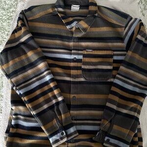 Columbia Striped Shirt Jacket - Black, Brown, Blue